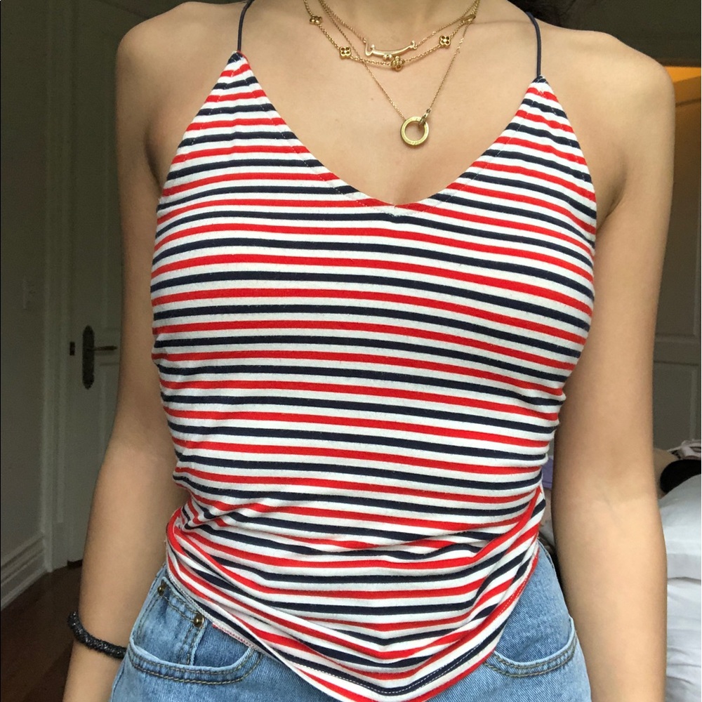 Striped Elastic Tank Garage